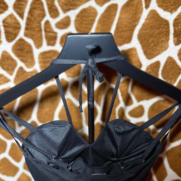 Julia by Lure Black Ruched Sweetheart Halter Bodysuit - Picture 3 of 5